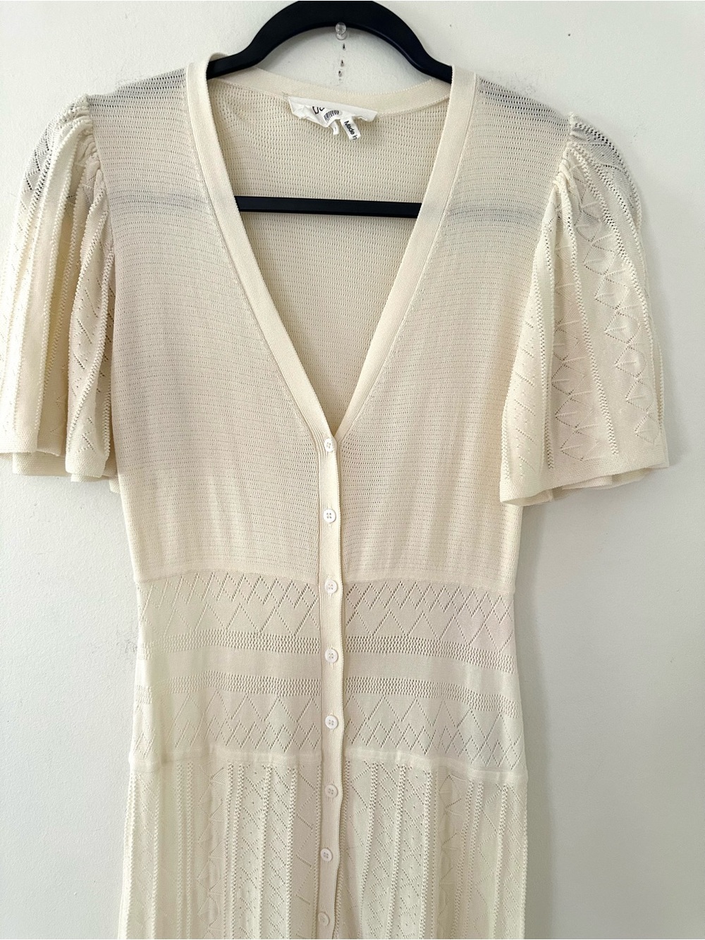 ba&sh AVIVA romantic feminine minimalist Knit maxi dress V-Neck ecru - Picture 6 of 7